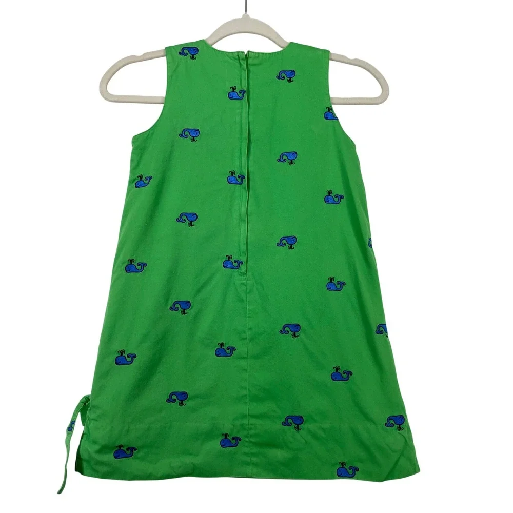 Lilly Pulitzer Vintage Girls Size 7 Shift Dress Green Whale Embroidery Preppy